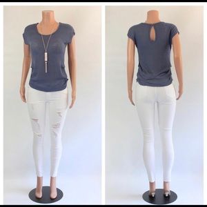 Blue top with necklace included. Peephole on back.